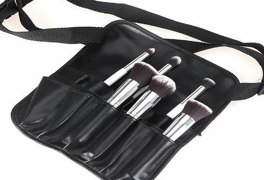 douself Professional Travel Cosmetic Makeup Brush Apron Bag PVC Beauty Purse Case Hand Holder Bag with Belt Strap Holder (Black)