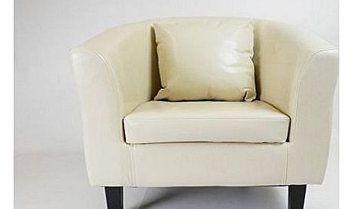 Faux Leather Tub Chair Armchair for Living Room Dining Office Reception Bonded (Cream)