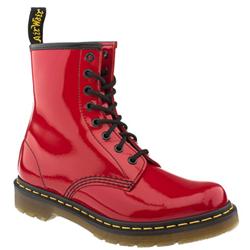Dr Martens Female 8 Tie Boot Patent Upper Casual in Red