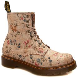 Dr Martens Female 8 Tie Floral Boot Leather Upper Alternative in Stone