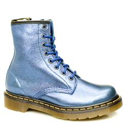 Dr Martens Female 8 Tie Metallic Boot Leather Upper Alternative in Blue
