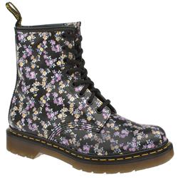 Female 8 Tie Mini Flowers Boot Leather Upper Alternative in Black and Pink