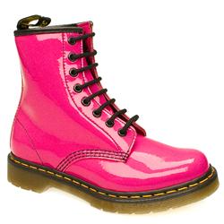 Dr Martens Female 8 Tie Patent Boot Patent Upper Alternative in Pink