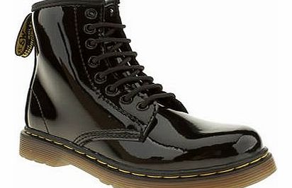 kids dr martens black delaney lace boot patent