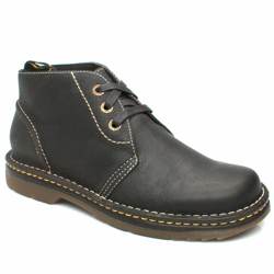 Male Corn 3 Tie Boot Leather Upper Back To School in Black