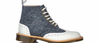 Dr. Martens Womens Ellis white and blue tweed boots