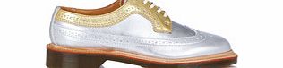 Dr. Martens Womens silver and gold leather brogues