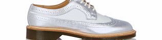 Dr. Martens Womens silver and white leather brogues