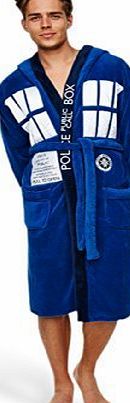 Dr Who Groovy Dr Who Tardis Mens Adult Fleece Hooded Dressing Gown Bathrobe