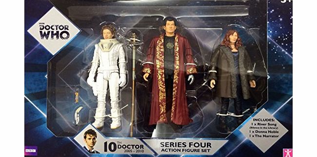 Dr Who New BBC Doctor Who series 4 action figure set - Donna Noble, River Song (Silence in the Library), The Narrator
