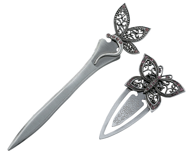 Dragonfly Letter Opener and Butterfly Bookmark Plain