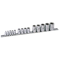 Draper 14 Piece Set Of Tx-Star Sockets On A Rail