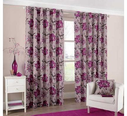Tokyo Lined Eyelet Curtains 168x229cm - Plum