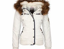 White detachable faux fur jacket