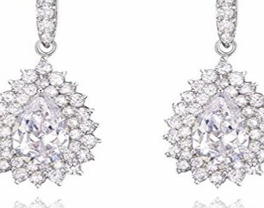Dress Like a Goddess 18 Carat White Gold Plated and Cubic Zirconia Wedding Earring Tear Drop Earrings