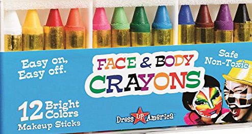 Dress Up America 936 12-Color Face Paint Crayon Set (One Size)