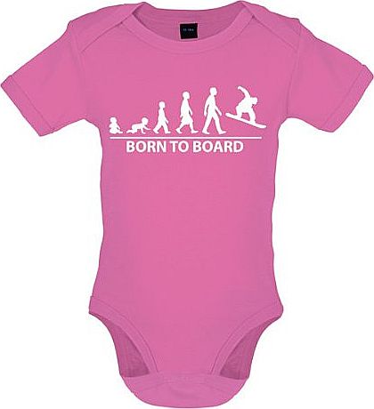 Dressdown Born To Board - Snowboard Babygrow / Bodysuit - Bubble Gum Pink - 6-12 Months