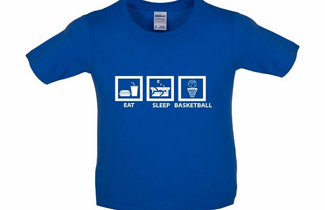 Dressdown Eat Sleep Basketball - Childrens / Kids T-Shirt - Royal Blue - S (5-6 Years)