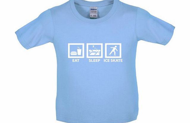 Dressdown Eat Sleep Ice Skate - Childrens / Kids T-Shirt - Light Blue - XL (12-14 Years)