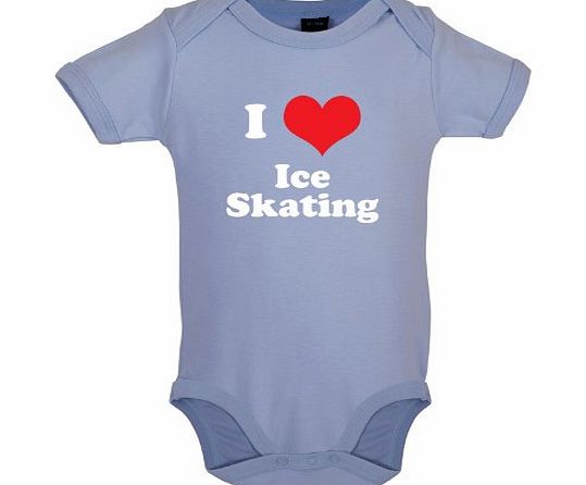 Dressdown I Love Ice Skating - Funny Babygrow / Bodysuit - Dusty Blue - 3-6 Months