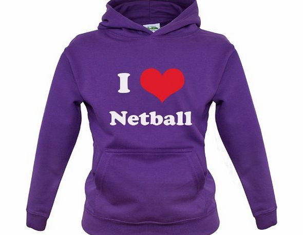 Dressdown I Love Netball - Childrens / Kids Hoodie - Purple - XL (9-11 Years)