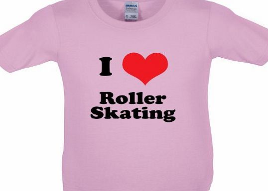 Dressdown I Love Roller Skating - Childrens / Kids T-Shirt - Light Pink - L (9-11 Years)