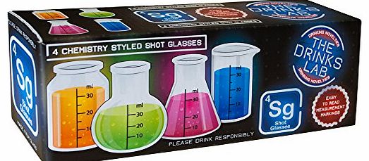 Drinks Lab Chemistry Shot Glasses, Set of 4, Transparent