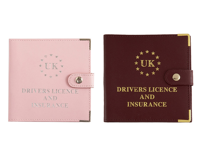 driving Licence Wallet Burgundy and Pale Pink