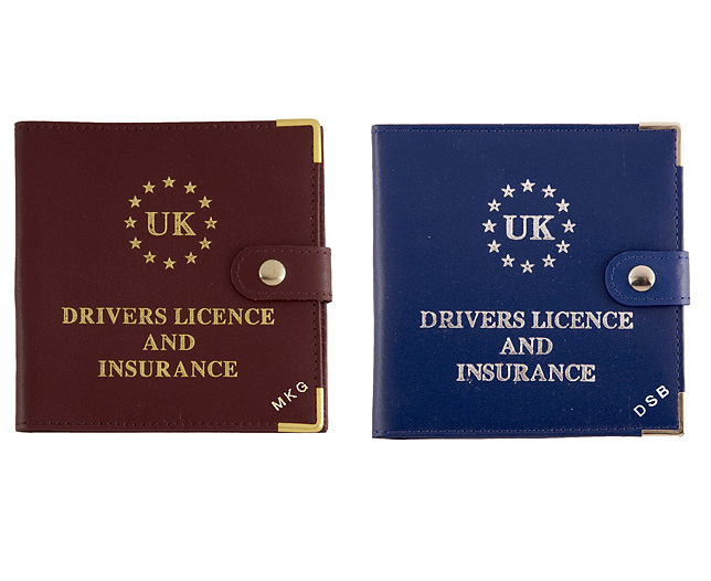 driving Licence Wallet Personalised, Blue and