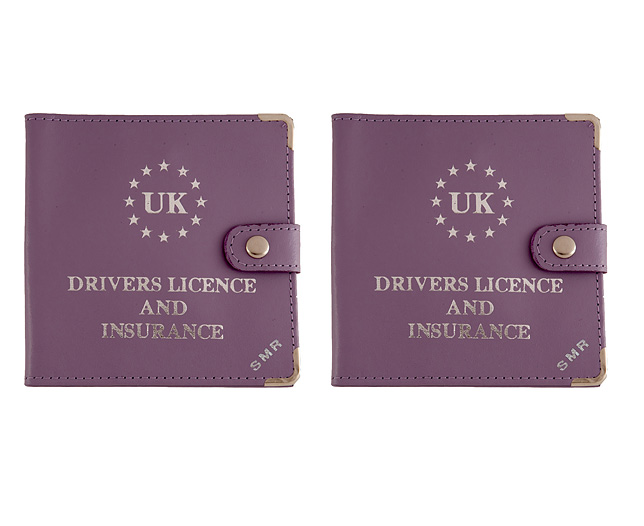 driving Licence Wallet Personalised, Lilac and