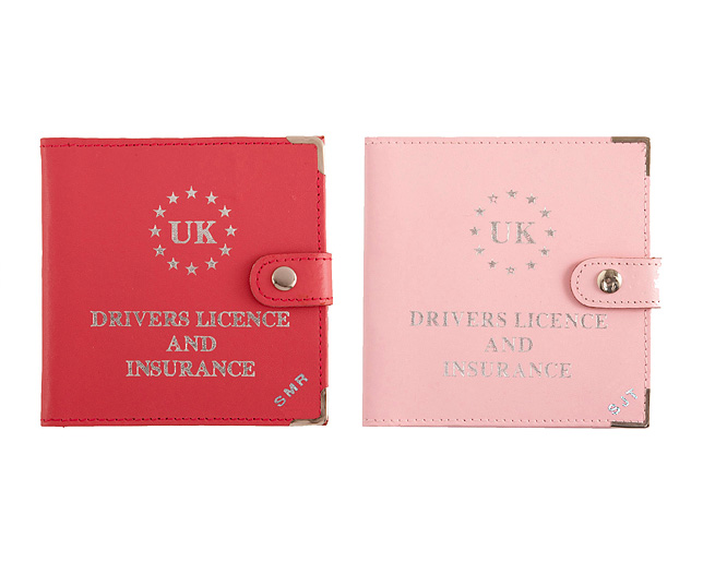 driving Licence Wallet Personalised Pink and
