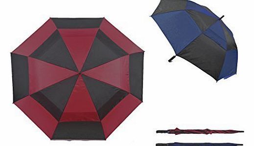 Drizzles Wind Resistant Double Canopy Vented Golf Umbrella ~ 52`` Diameter (Blue 
