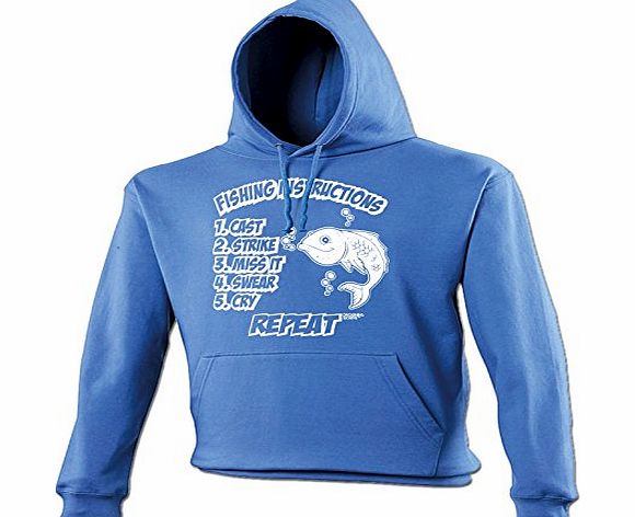 FISHING INSTRUCTIONS - DROWNING WORMS (L - ROYAL BLUE) NEW PREMIUM HOODIE - slogan funny clothing joke novelty vintage retro top mens ladies girl boy sweatshirt men women hoody hoodies fashion urban c