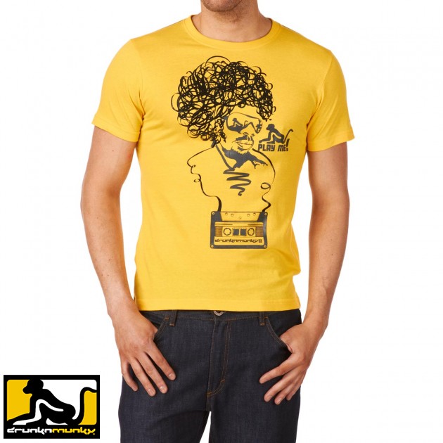 Mens Drunknmunky Play Me T-Shirt - Warhol Yellow