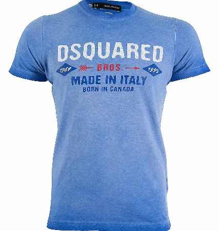 Front Graphic Washed T-Shirt Blue