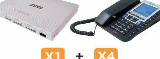 DST UK Ltd Business Telephone System - 3 Telephone Lines and Up To 8 Extensions (With 4 Premium Corded Desk Phones)