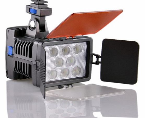 VL007 Professional 8-LED Video Light for Canon, Nikon, Pentax, Panasonic, Sony, Samsung and Olympus Digital SLR Cameras Camcorders -- Hot Shoe Seat Width 1.8cm -- Photography Lamp Dimmable