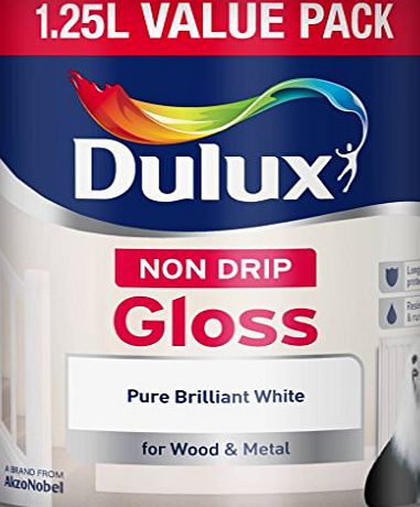 Dulux Non Drip Gloss Paint, 1.25 L - Pure Brilliant White