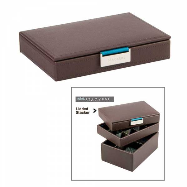 Dulwich Designs Brown Lidded Stacker Cufflinks Box