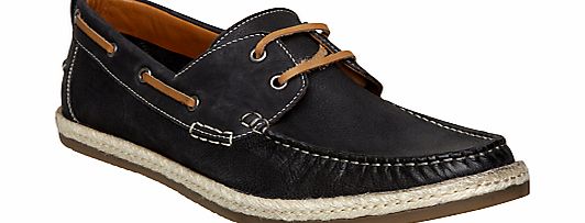 Dune Bunting Leather Boat Shoes, Navy