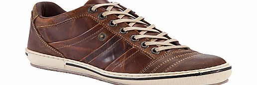 Dune Scribble Leather Trainers, Tan
