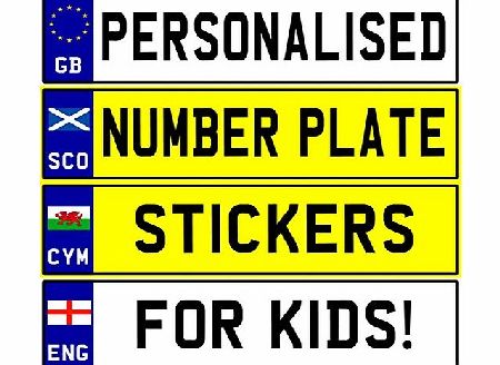 Duplay 13 x 3cm Strong Adhesive Personalised Number Plate Stickers (1 Front amp; 1 Rear) - Use on Kids Ride On Cars, Jeeps, Bikes - Walls and Doors Or Anything Imaginative
