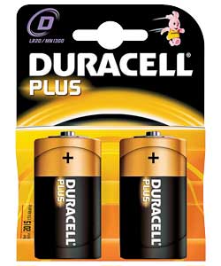 Duracell Plus D Batteries - 2 Pack