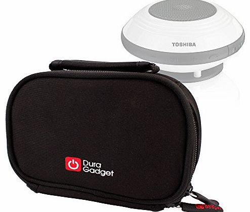 Black Neoprene Lightweight Zip Locked Carry Case With Accessories Space Compatible With Toshiba TY-SP1 Bluetooth Portable Speaker