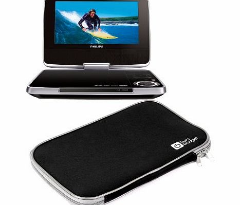 Black ``Travel`` Water Resistant Neoprene Carry Case With Dual Zips For Koolertron Multi Region 9.5`` Game / SD In Car TFT Display Swivel / Flip Screen, Koolertron 9 Inch Portable Digital Mult