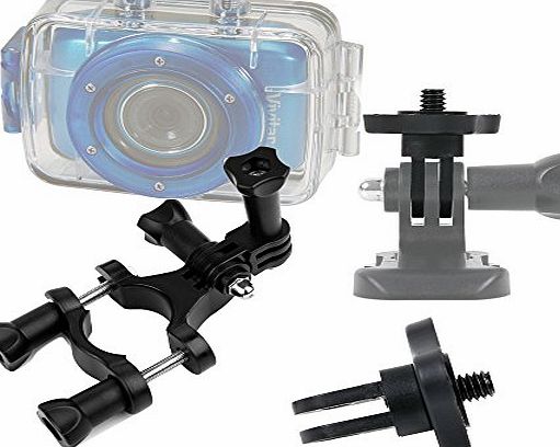 DURAGADGET Durable Vivitar Action Camera Handlebar Mount - High Quality Bike Handlebar Mount For NEW Vivitar DVR785HD-BLU 5MP Pro Waterproof Action Camcorder with Case and Mounts Video Camera with 2-I