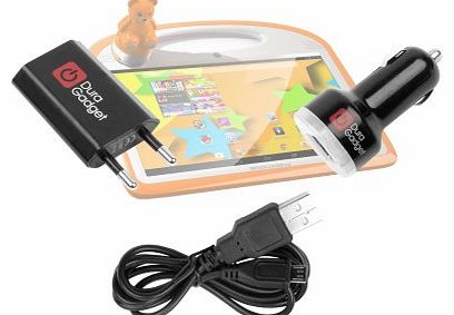DURAGADGET European Travel Charging Kit with Micro USB Data Cable, EU Mains Charger and In-Car Charger for NEW Archos 70 Copper, Archos 90 Copper, Archos 101 Copper 