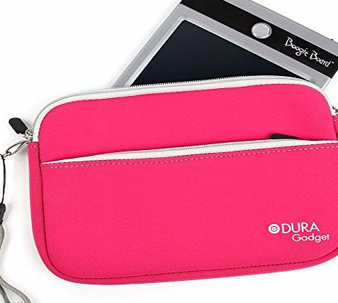 DURAGADGET Pink ``Travel`` Lightweight amp; Water Resistant Neoprene Carry Case With Front Zip Pocket For Boogie Board Personal Organiser