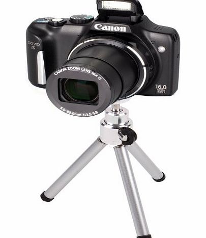 DURAGADGET Portable Lightweight Aluminium Tripod With Sturdy Collapsable Legs For Canon Powershot SX170 IS amp; SX160 IS (16.6 MP,16 x Optical Zoom,3 -inch LCD) / Canon PowerShot D30 / Canon PowerSho