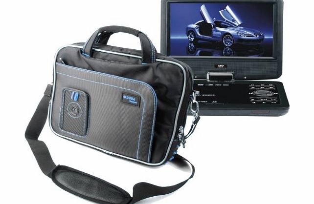 Water Resistant Two Tone BLK+BLUE Portable DVD Carry-Case With Extra Storage Pockets For LCD Screen Portable DVD Player MP4 MP3 WMA MPG AVI VOB DIVX JPEG TV USB Games FM Radio SD Card Game
